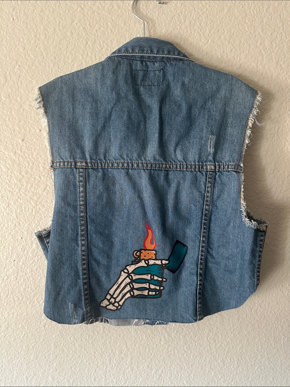 Forever 21 Light Blue Denim Top with Pink Accent